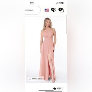 Azazie New with tags halter neck peach dress. Bridesmaid or prom size A8